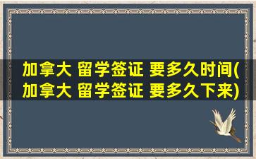 加拿大 留学签证 要多久时间(加拿大 留学签证 要多久下来)